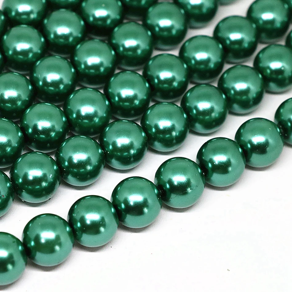 Pretty Peacock Green 4-14mm Round Imitation Shell Pearl Vintage Fit For Diy Elegant Necklace Bracelet Loose Beads 15inch B1607