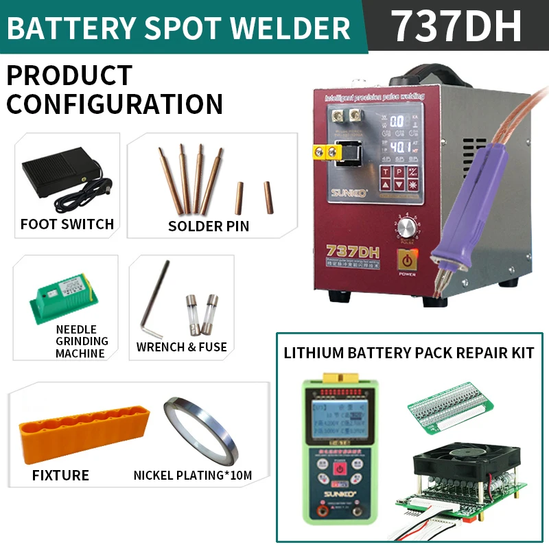 

Сварочный аппарат 737DH, литиевая батарея в сборе, 18650 Аккумуляторная машина для точечной сварки, Автоматическая Индукционная точечная сварка, литиевая