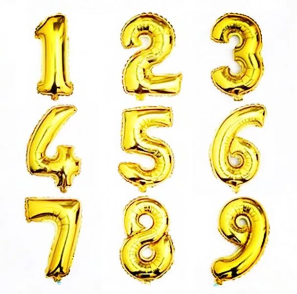 Digit Party Ballons 16 inch Gold Silver Birthday Number Letter Balloon Pink Foil Helium Balloons Wedding Party Decor Balloon