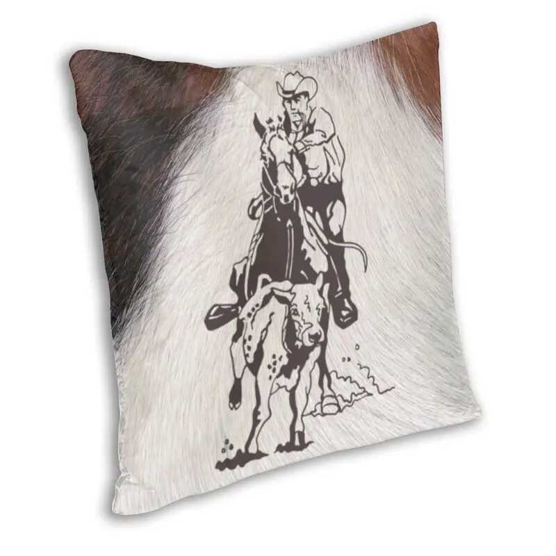 Western Cowboy Rodeo Horse Cowhide Roping Cow Cushion Cover Throw Pillow Case for Car Cool Pillowcase Home Decorative