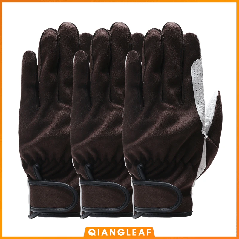 

QIANGLEAF 3PCS Men Gloves Protection Genuine leather work gloves in safety glove Outdoor Gardening Working Glove Safety 2730