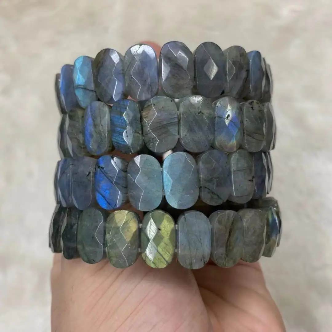 Pulsera de labradorita azul arcoíris natural AA, brazalete de piedra natural, joyería artesanal para mujer para regalo, venta al por mayor