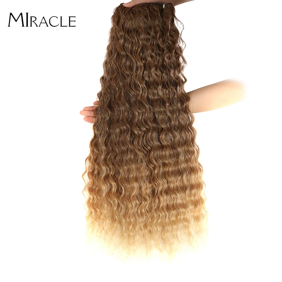 Loose Deep Wave Hair Bundles Extensions Ombre Hair Bundles 28Inch 120g Super Long Hair Synthetic Curly Wave Hair