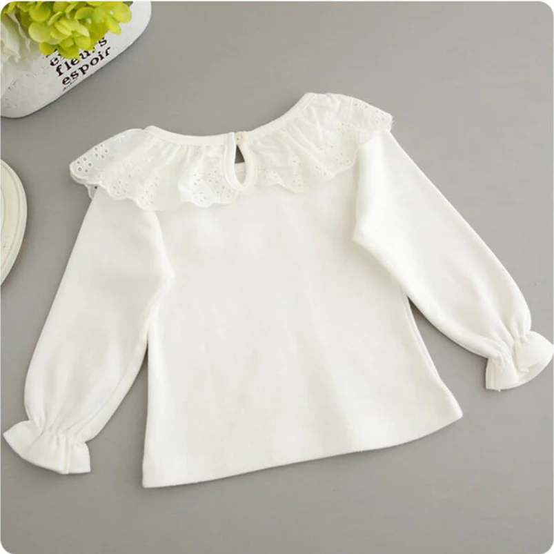 0-24M Toddler Girls Shirt Long Sleeve Newborn Baby Lace Collar Pullovers for Girls Clothes Infant Baby Tops Children Outwear