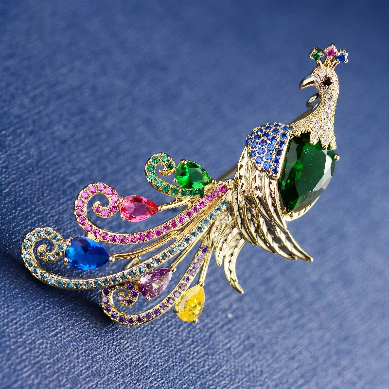 

Fashion Mulitcolor Zircon Phoenix Brooch Elegant High-grade Bird Clothing Corsage Temperament for Women Accessories Jewelry