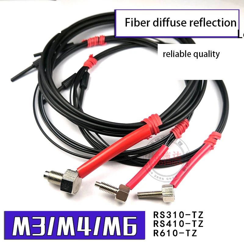 on Sale 2PCS M3 M4 M6 Right Angle diffuse reflection fiber optic sensor probe 1M 2M Length Right Angle Fiber Amplifier Sensor