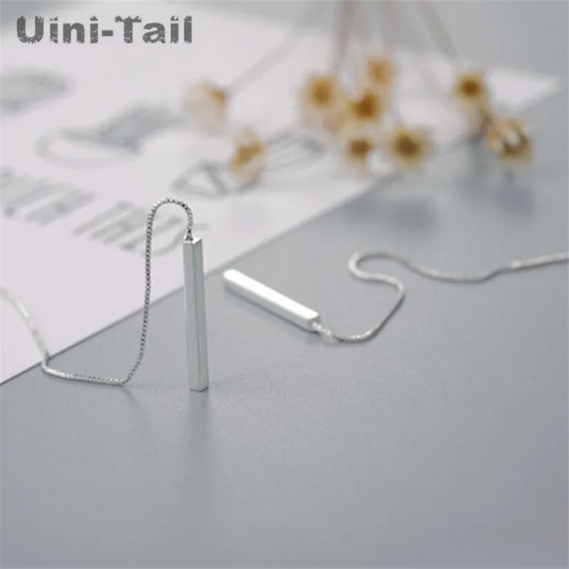 Uini-Tail hot new 925 Tibetan silver rectangular geometric ear line personality tassel simple temperament sweet long ear line