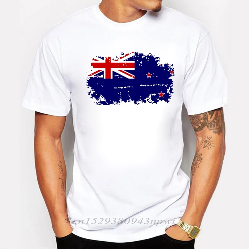 2019 Fashion But Nostalgic Style New Zealand National Flag men's T-shirt Pure Cotton Short Sleeve T shirts for Men/Boy