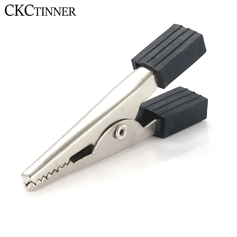 10pcs Test Metal Alligator Clip Plastic Handle Cable Lead Test Charging Clamp Metal Crocodile Clamp Length 50mm 35mm