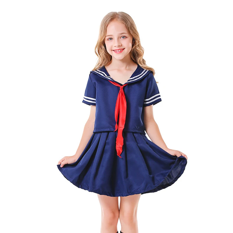 

Girl JK Sailor Suit Costume Cute Japan Pleated Skirt Uniform Pin-Up Girl Cosplay Fancy Party Dress Carnival Halloween