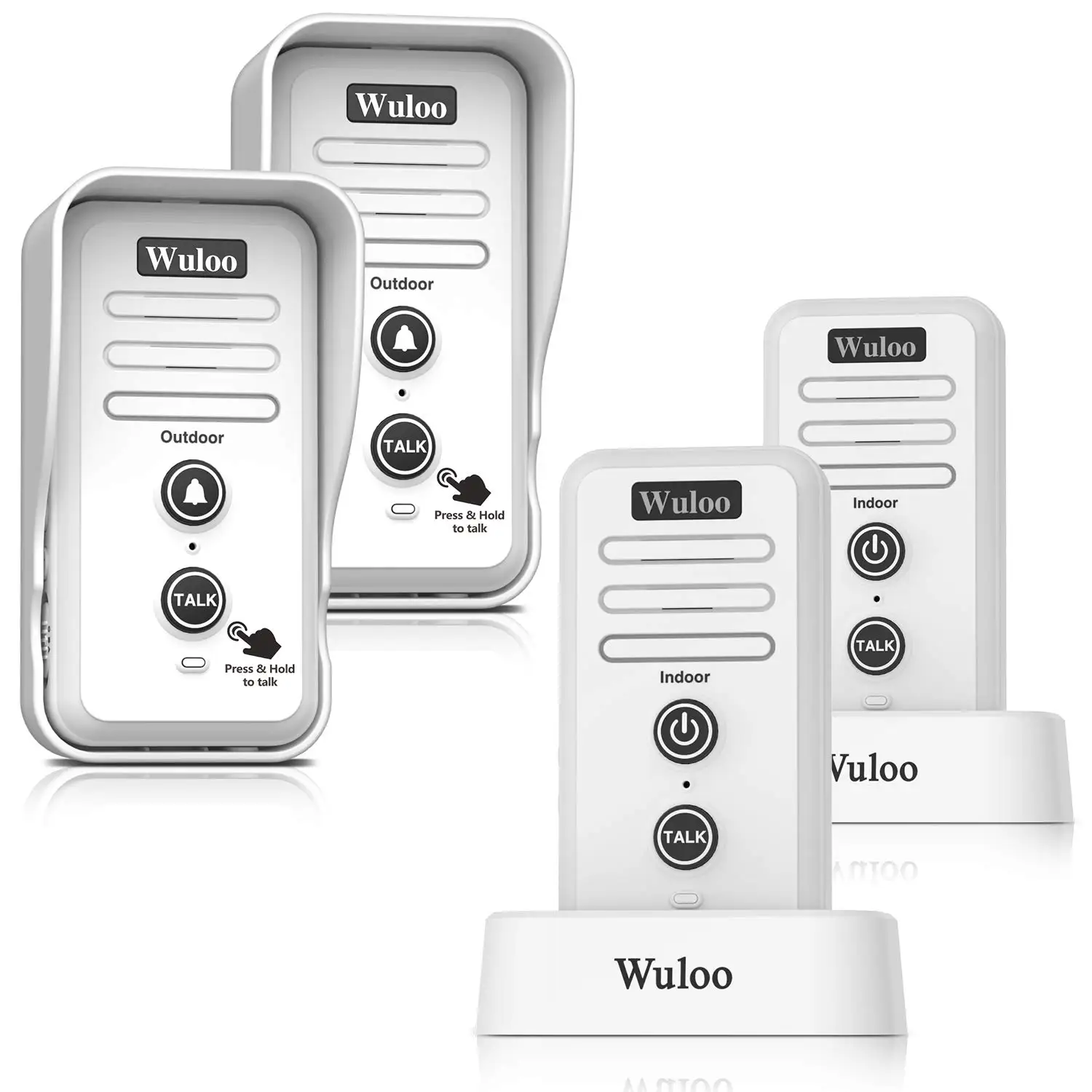 Wuloo 0.5Mile Range Wireless Intercom Doorbell Chime for Home Intercomunicador Adjust Volume with Rechargeable Charge Stand Base