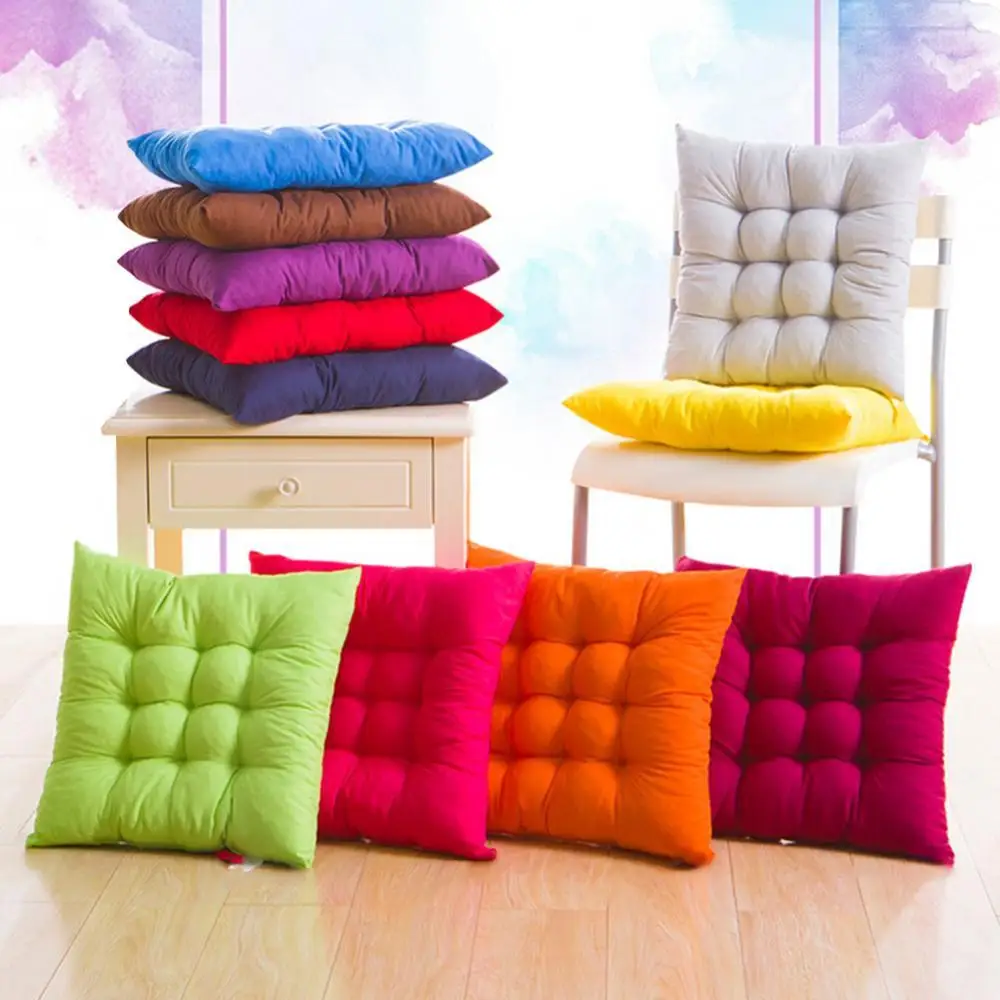 

50% Dropshipping!40x40cm Solid Color Square Soft Thicken Seat Pad Cushion Dining Room Chair Decor