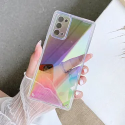 Luxury Laser Rainbow Phone Case For Samsung Galaxy S20 S21 Plus Note 20 Ultra A51 A71 A52 A32 A12 A72 A22 4G Clear Aurora Cover