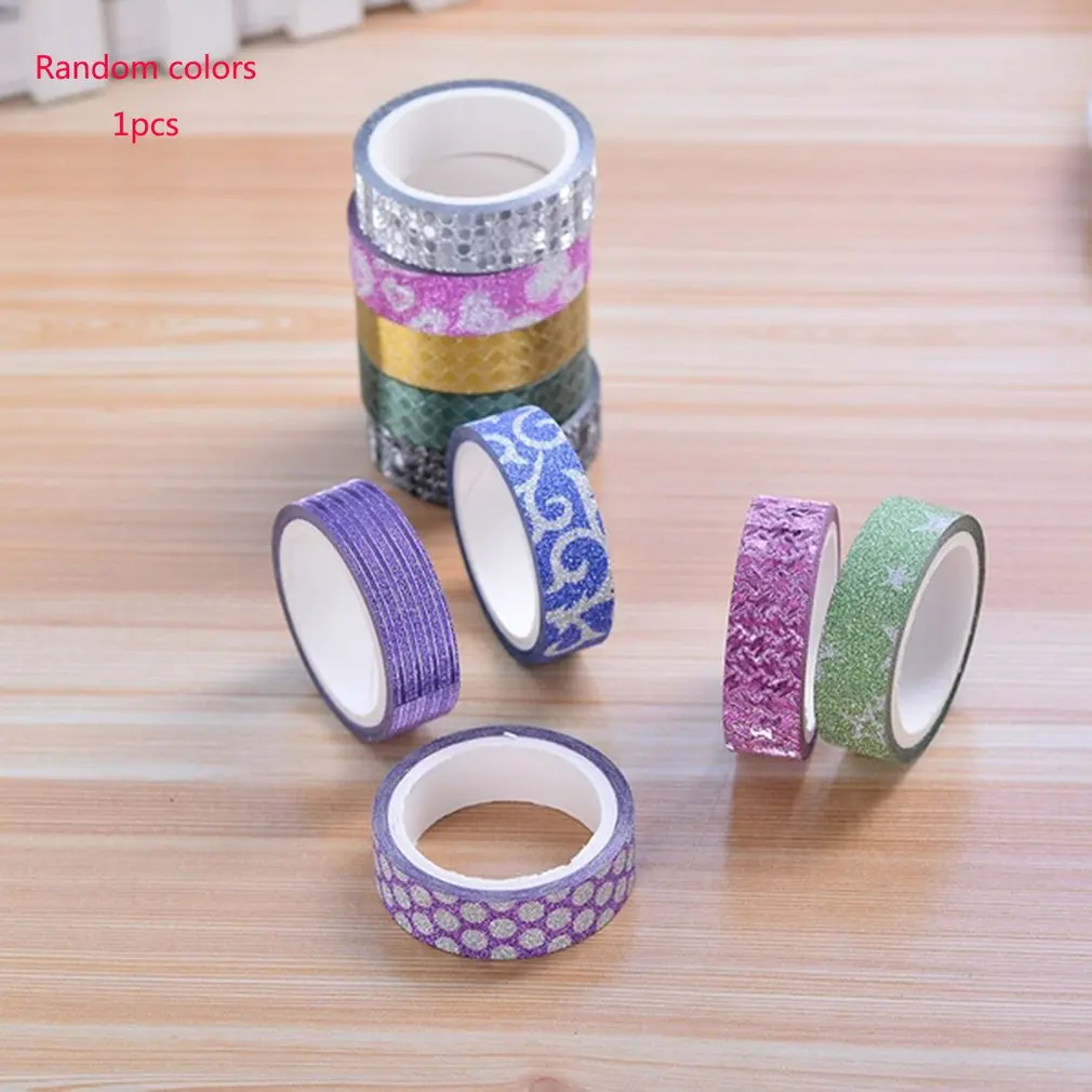 Hot Glitter Washi Sticky Paper Masking Adhesive Tape Label DIY Craft Decorative DIY Scrapbooking Tape Supplies