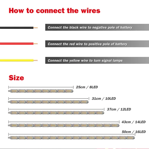 Imagen 2 del producto Tira de luces LED flexibles DRL, luz de circulación diurna, impermeable, flujo secuencial, interruptor de faro, corredores, señal de giro de esquina, 2 uds.