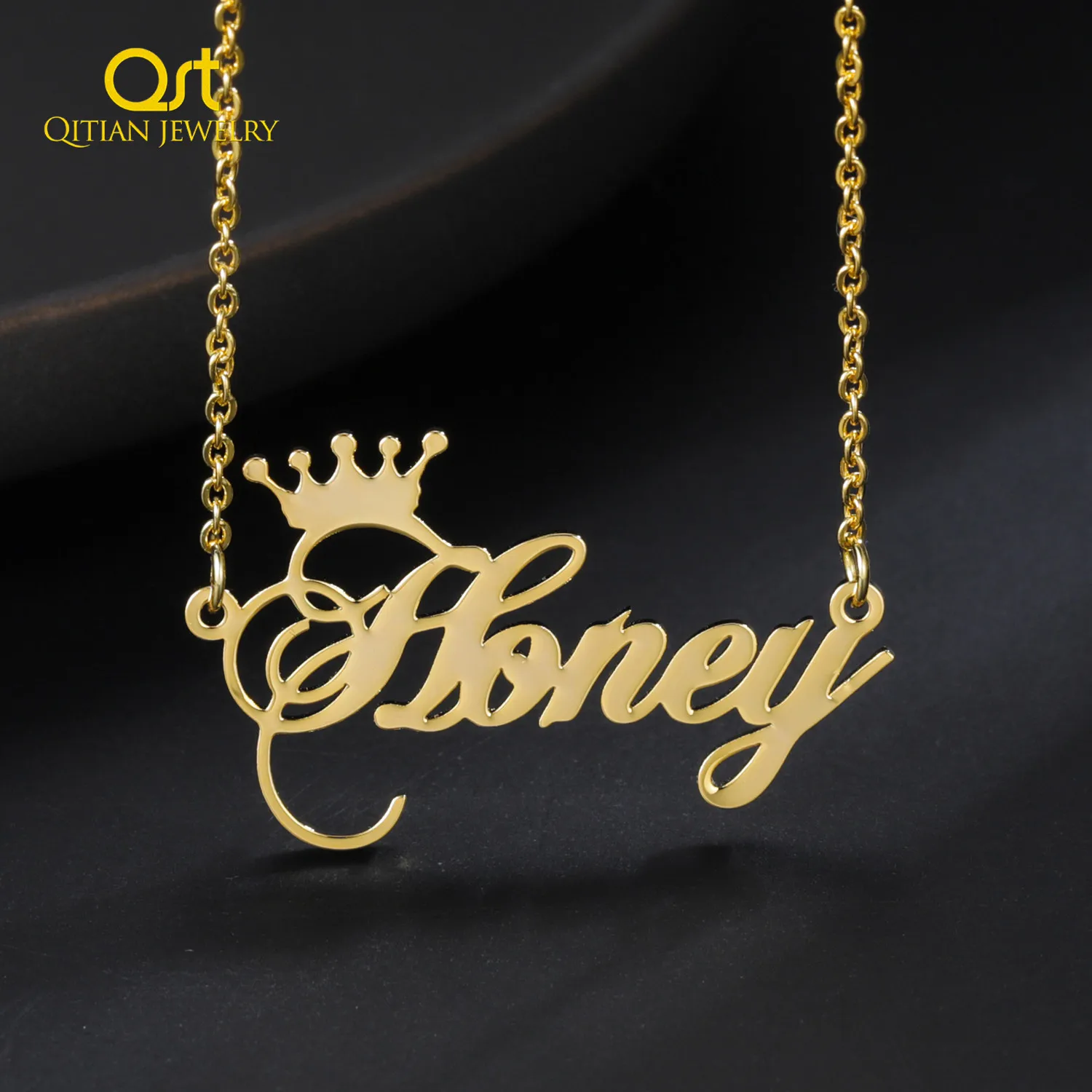 Personalized Crown Name Necklaces Customized Cursive Script Name Necklaces High Quality Stainless steel Jewelry For Women Gifts