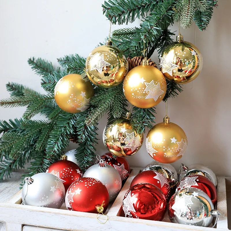 6pcs Christmas Decorations Ball Pendants For Xmas Decor Christmas Tree Ornaments New Year 2022 decorazioni albero di natale