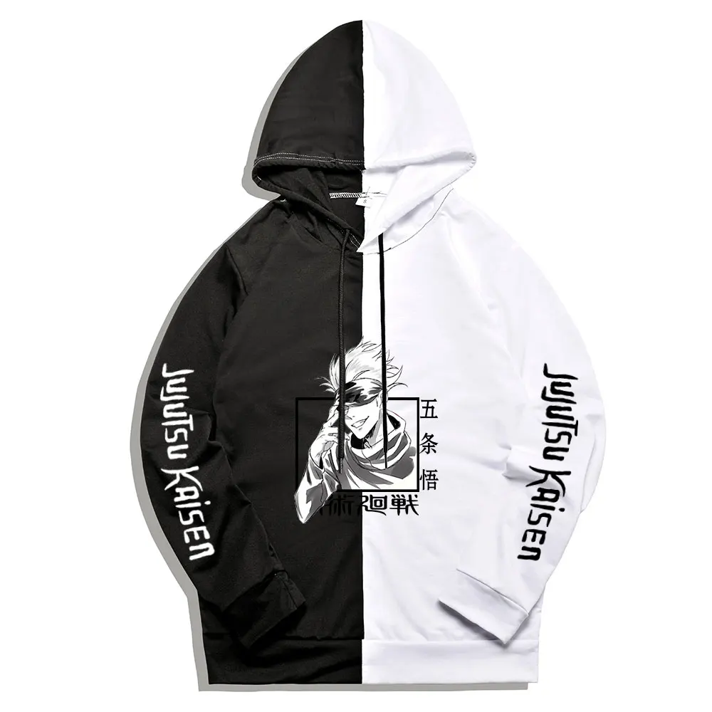 2021 Japanese anime Jujutsu Kaisen printed men and women splicing thin hooded sports sweatshirt coat