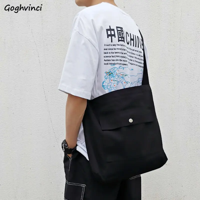 Crossbody Bags Men Canvas Portable Leisure Simple Harajuku Cool Streetwear Fashion Large Capacity Ulzzang Korean Style New Mens