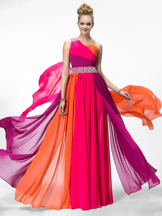 

Sexy Colorful Long Prom Dresses 2023 New One-Shoulder Beading Ruched Special Occasion Evening Party Gowns Robe De Soriee