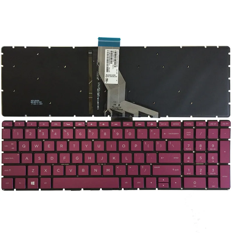 US Backlit laptop keyboard for HP 15-bs012ds 15-bs022ds 15-bs020nd 15-bs032nd Black/Fuchsia/Green