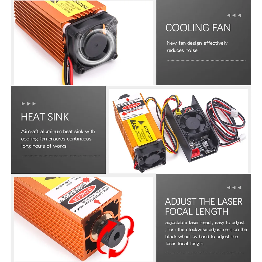 450nm 1000mw/2500mw/3000mw/5500mw/15w Laser Module 3w/5w High Power with TTL PWM for CNC Engraving Machine Accessories