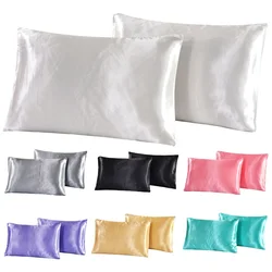 Fronha de seda cetim para casa, fronha lisa, tampa retangular, cama queen, 1pc