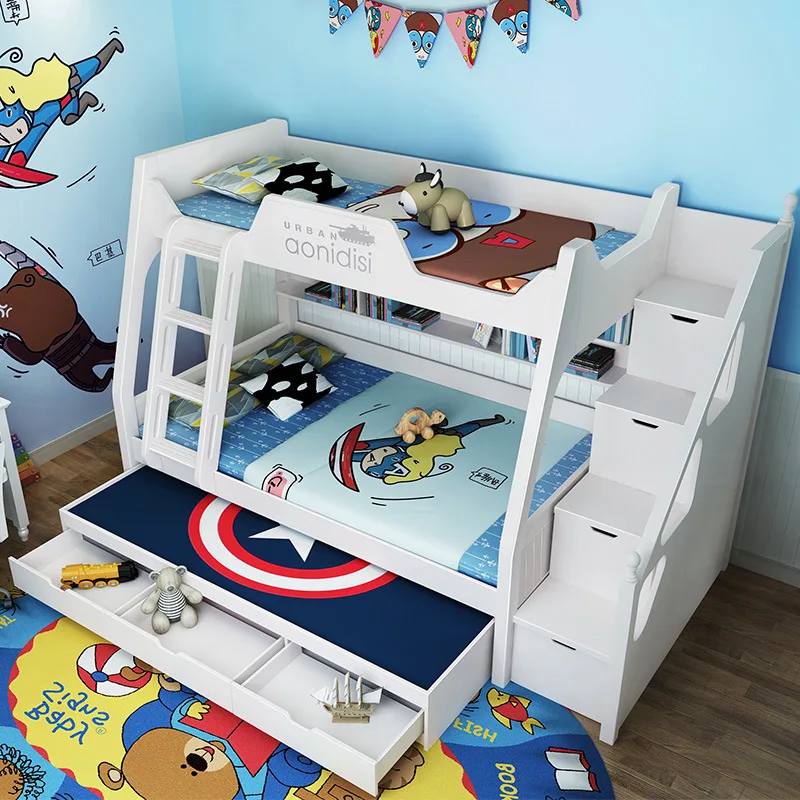 boy and girl bed high and low bunk bed  adult multifunctional bed