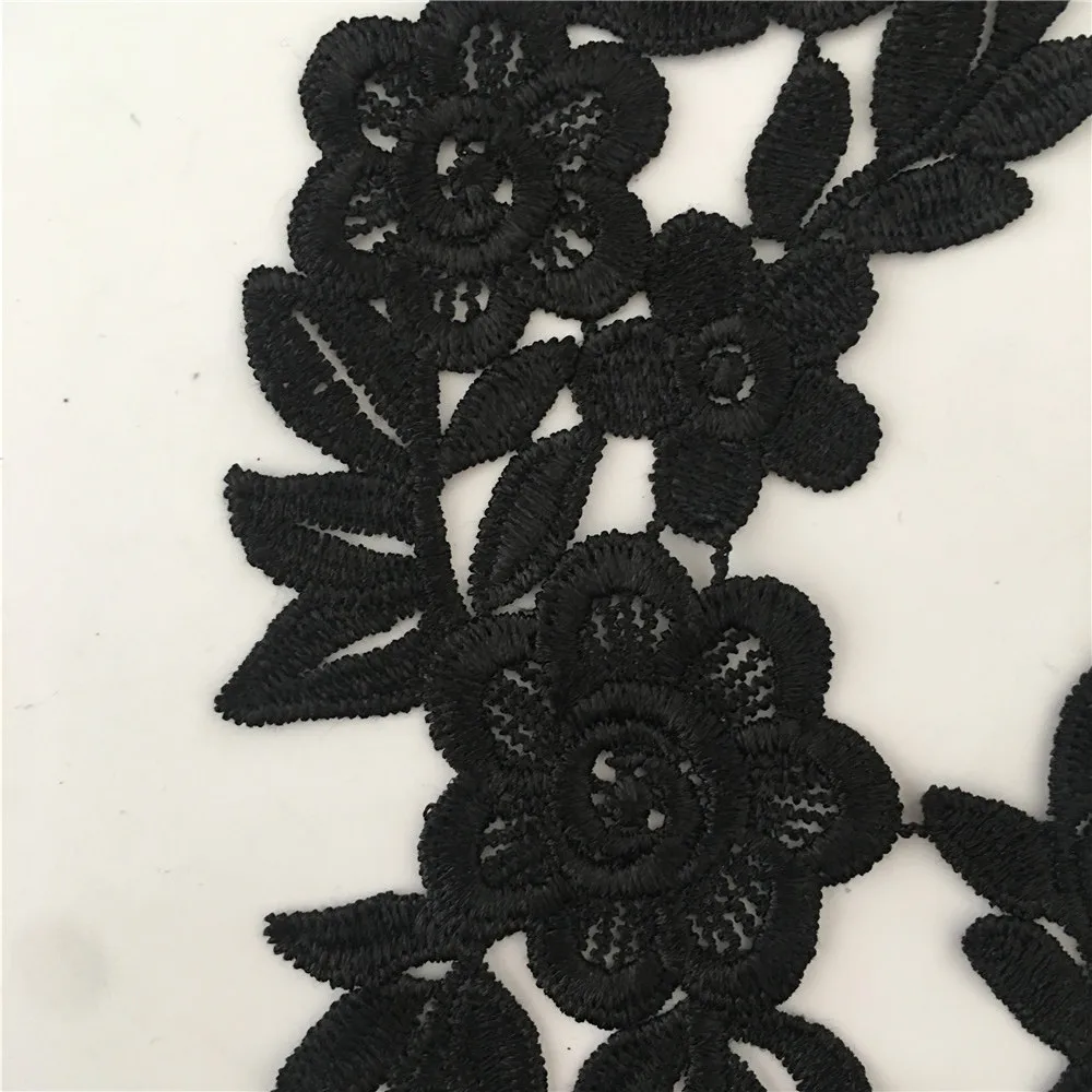 Fashion style Embroidery Black Applique Lace Collar Sewing Lace Fabric DIY Neckline Dresses Accessories Supplies A pair of sale