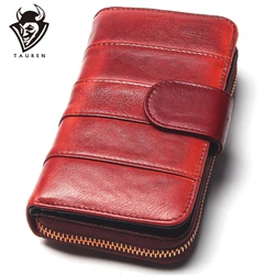 Dip Dye Color RFID Women Split Leather Style Importcowhide Medium Paragraph Buckle Wallet Women's High Quality Purse