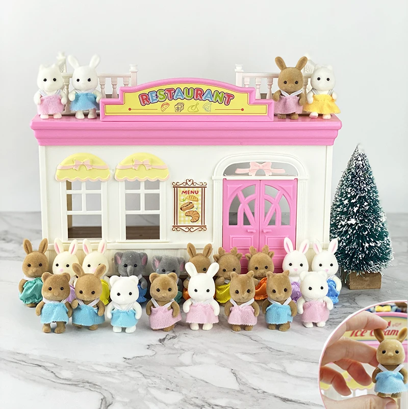 New 1/12 4.5CM Simulation Forest Animal Baby Family Toys Critters Rabbit Dolls Dollhouse Figures Accessories Gifts For Chirldren