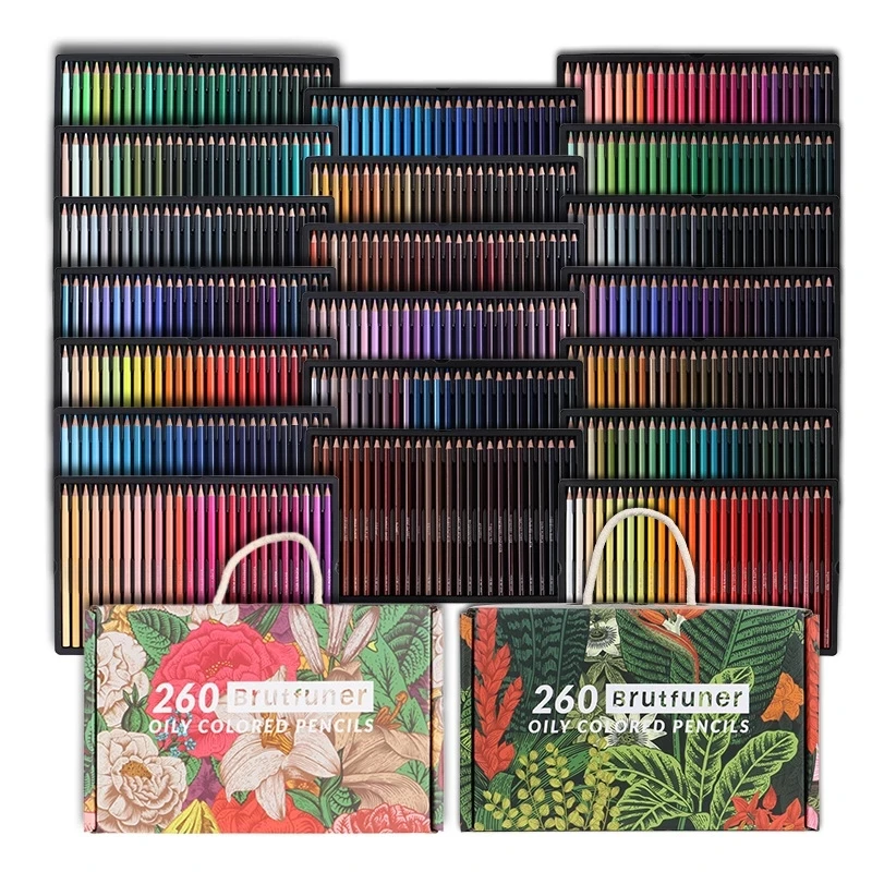 Brutfuner 2021 new 520 color special colored pencil 260 color student art sketch drawing soft oily pencil set birthday gift