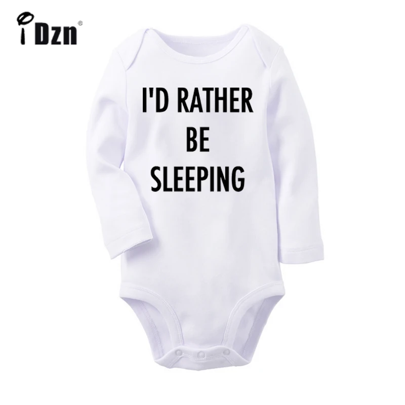 Funny Quotes I'd rather be sleeping keep quiet shhh... Newborn Baby Bodysuit Toddler Onesies Long Sleeve Jumpsuit Cotton Clothes