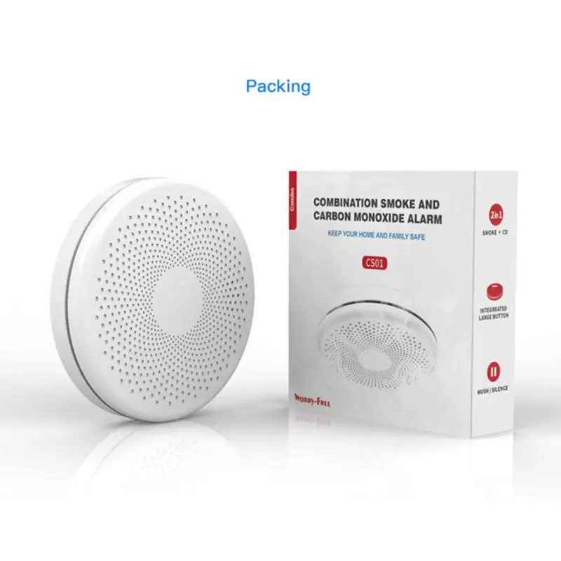 WIFI 2 In 1 Rauch Kohlenmonoxid Combo Detektor Wireless CO Rauch Feuer Alarm Sensor Tuya Smart Leben Control Mit batterie Power