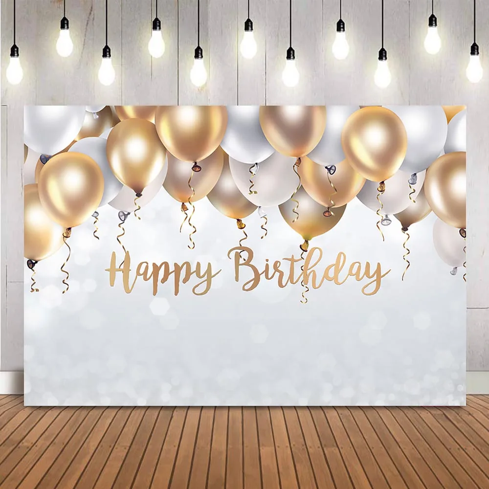 

Glitter birthday balloons backdrop kids adult theme party photo background photocall customize white balloons party decoration