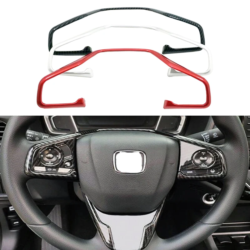 

For Honda Civic 2016 2017 2018 2019 ABS Interior Decoration Accessories Car Steering Wheel Frame Cover Trim