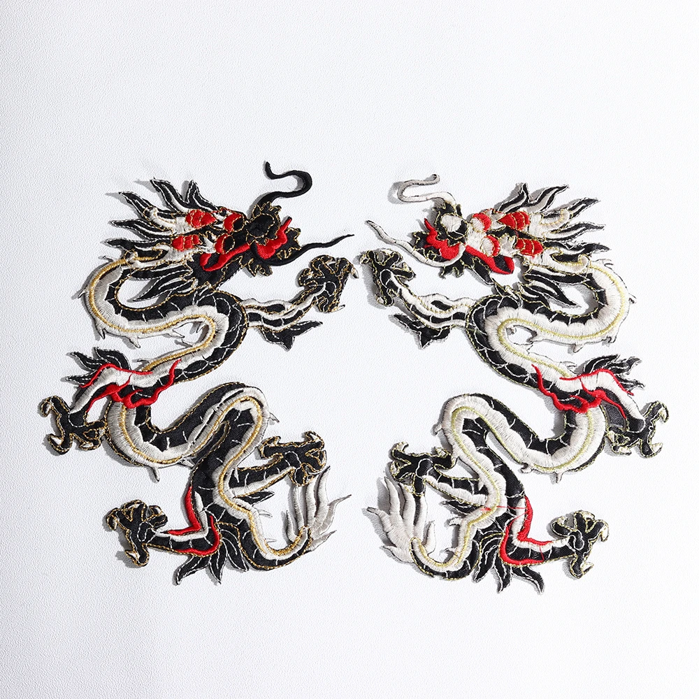 Exquisite Animal Chinese Four claw Cyan Dragon Embroidery Patch wholesale DIY Garment Accessory Patch Free Delivery