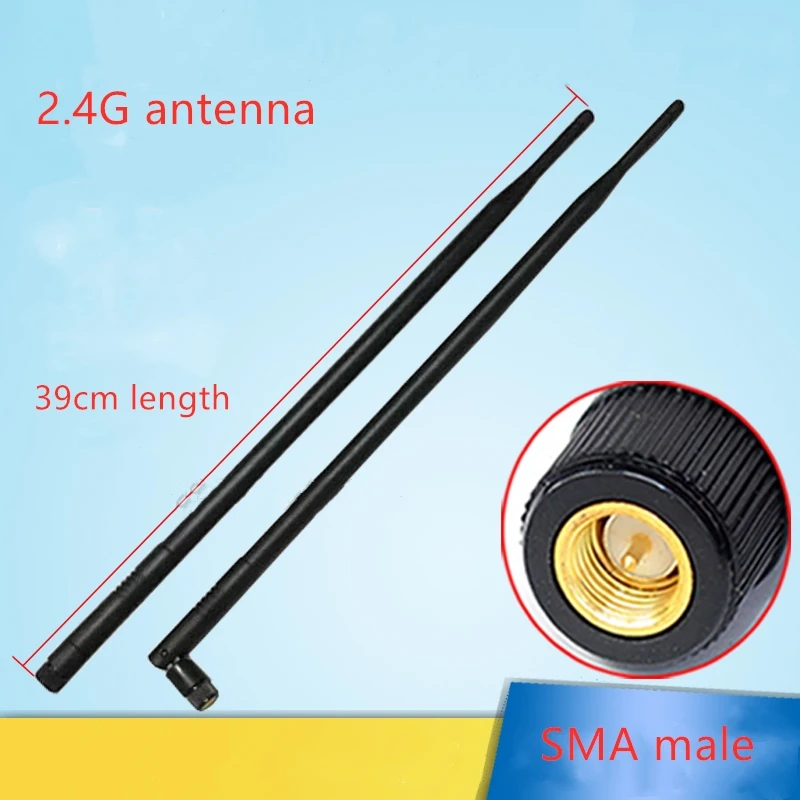 2 piece 2pcs/lot 2.4G antenna 2400-2500MHz for WIFi Router network card SMA male interface 10DBi high gain foldable glue stick a