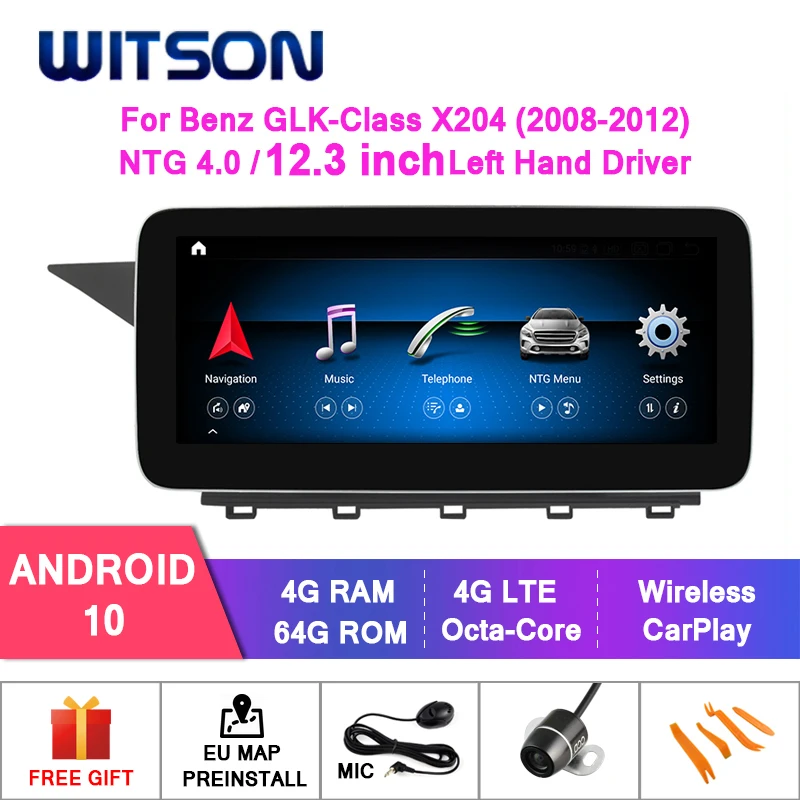 WITSON Android 10.0 4+64G 4G lte CAR MULTIMEDIA for MERCEDES-BENZ GLK-Class X204 2008-2012 (NTG4.0)