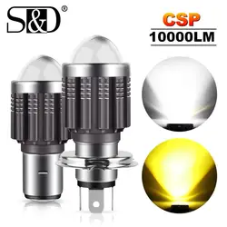 10000Lm H4 LED Moto H6 BA20D LED Motorcycle Headlight Bulbs CSP Lens White Yellow Hi Lo Lamp Scooter Accessories Fog Lights 12V