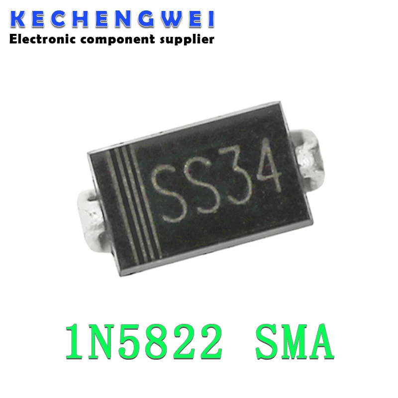 50 sztuk 1N5822 SMA SS34 smd do-214ac IN5822 dioda Schottky'ego ss34