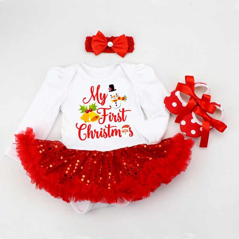 Newborn Baby Girl Clothes Infant Clothing Children\'s Baby Christmas Costumes Lace Romper Dress 1st Birthday Outfit Bebe Jumpsuit