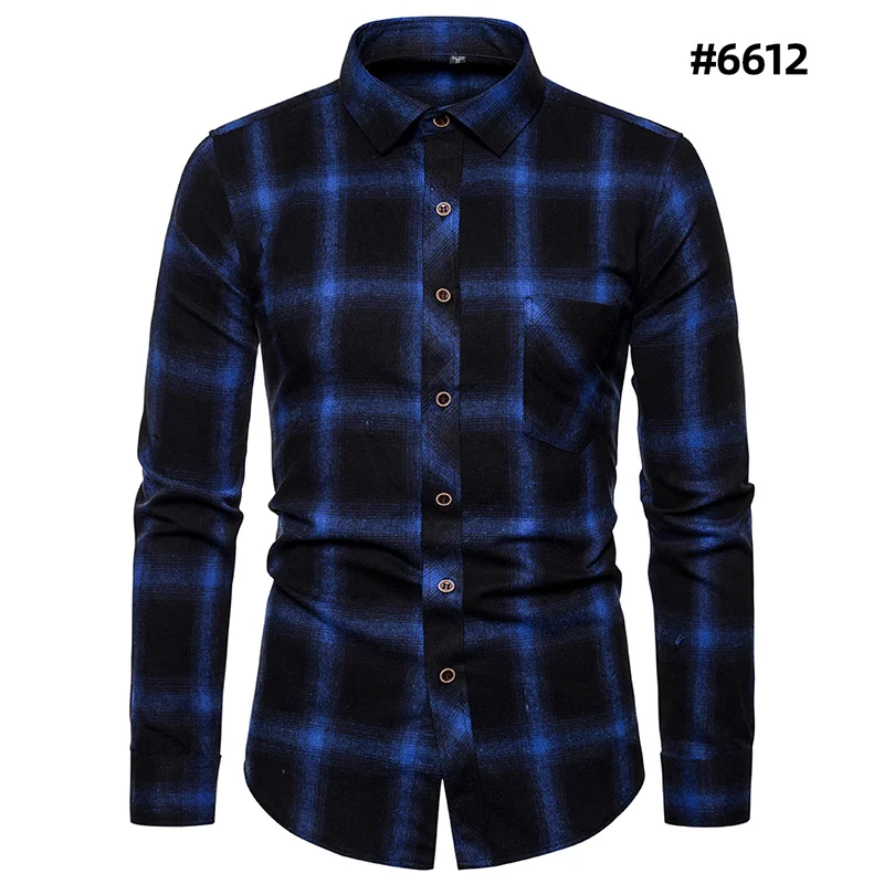 

New styles in spring and AutumnFlannel Shirt Men Slim Fit Plaid Casual shirts Long Sleeve Male Shirts Trend