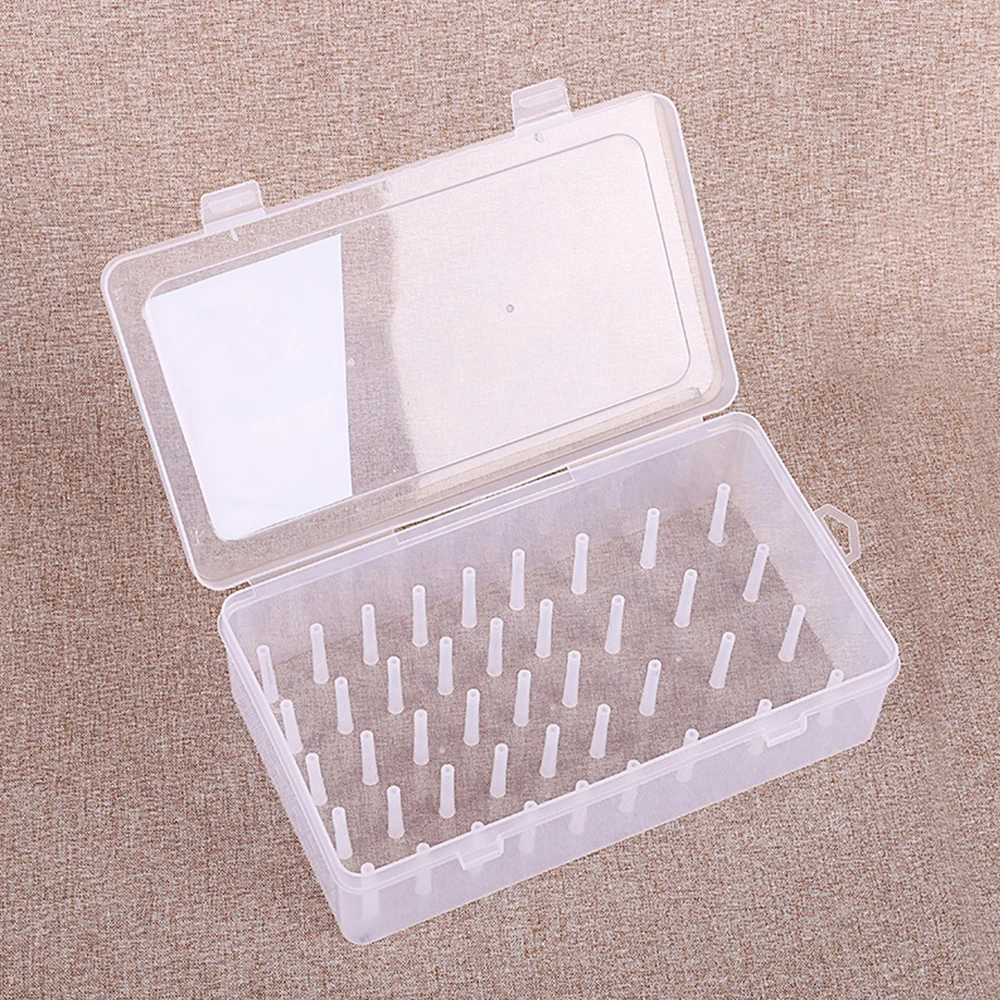 42 Poles Sewing Thread Organiser Box with Spools Large Capacity Craft Bobbins Organizing Case Empty Plastic with Trays Pole