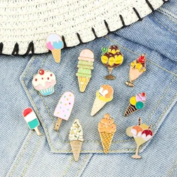 10 Style Cute Ice Cream Pins Women Cartoon Brooches Candy Color Sweet Popsicle Badges Sweater Lapel Party Jewelry Gifts For Kids