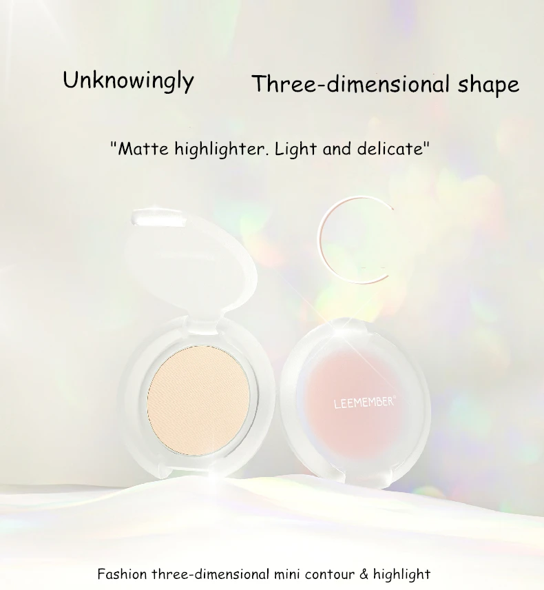 LEEMEMBER Mini Face Shadow Powder Diamond Matte Highlighter Contour Pink Palette Face Makeup Cosmetics Woman Beauty