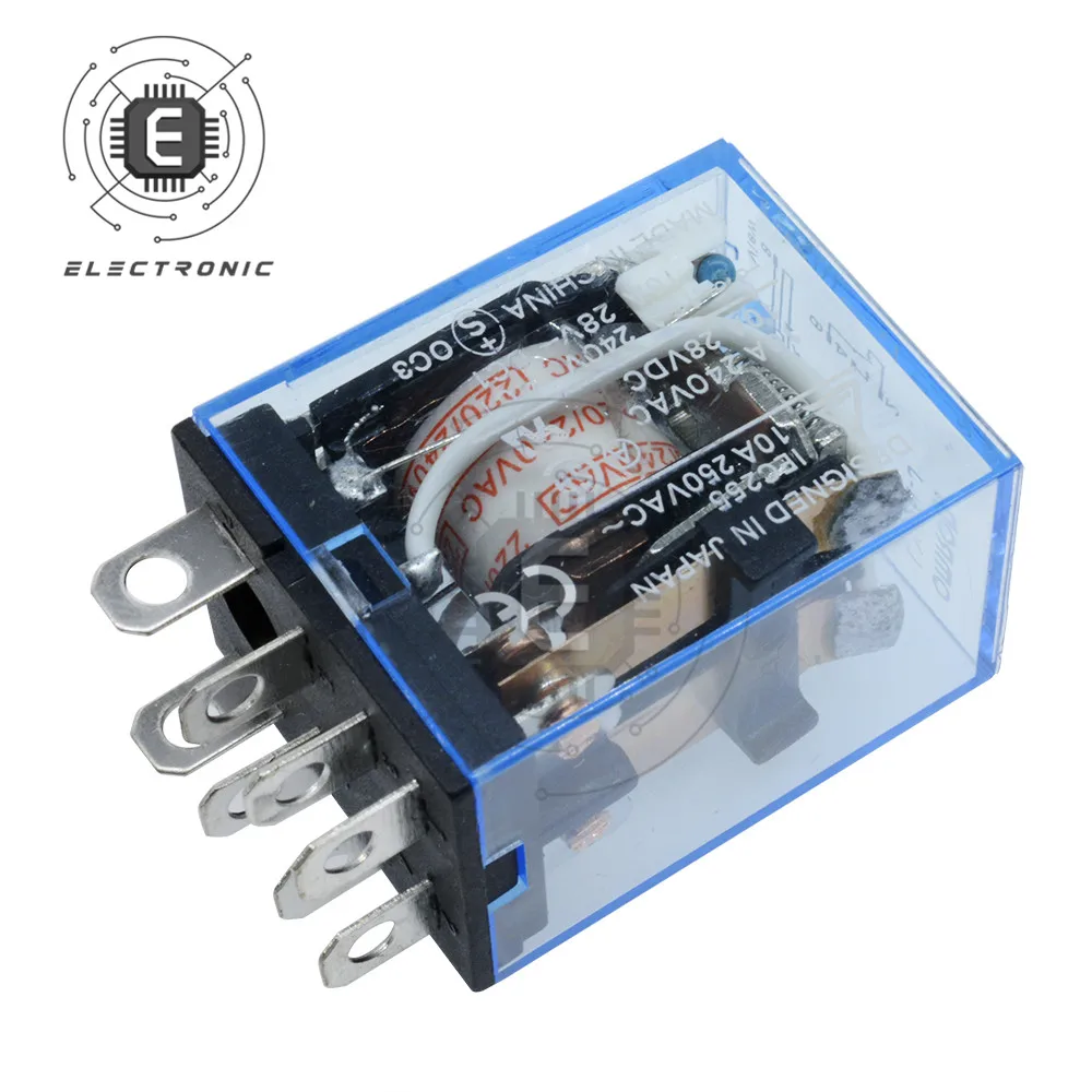 10Pcs Relay LY2NJ DC12V DC24V AC110V AC220V Small Coil Power Relay 10A 8 Pins Coil DPDT With Socket Base