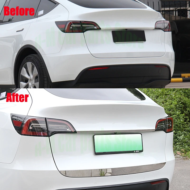 Auto Accessory Rear Tail Trunk Door Lid Car Stainless steel tail trim For Tesla Model Y 2019-2021 Tail Gate tail trim 2PCS / set