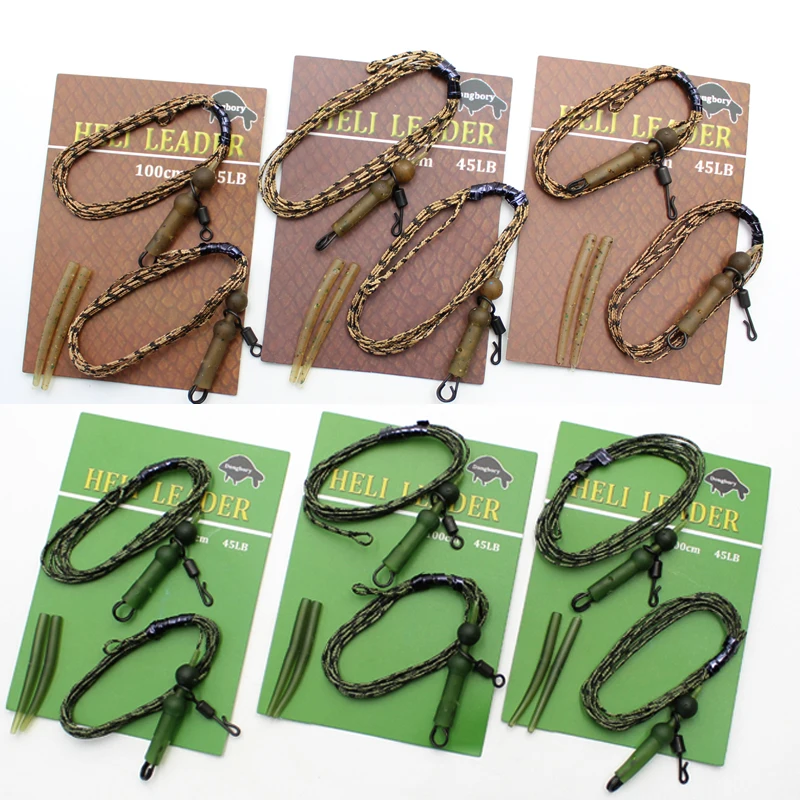 2PCS Carp Fishing Line Ready Tied Carp Hair Rigs Ready Made Carp Fishing Hook Line Hooklink Carp Leader Leadcore Line