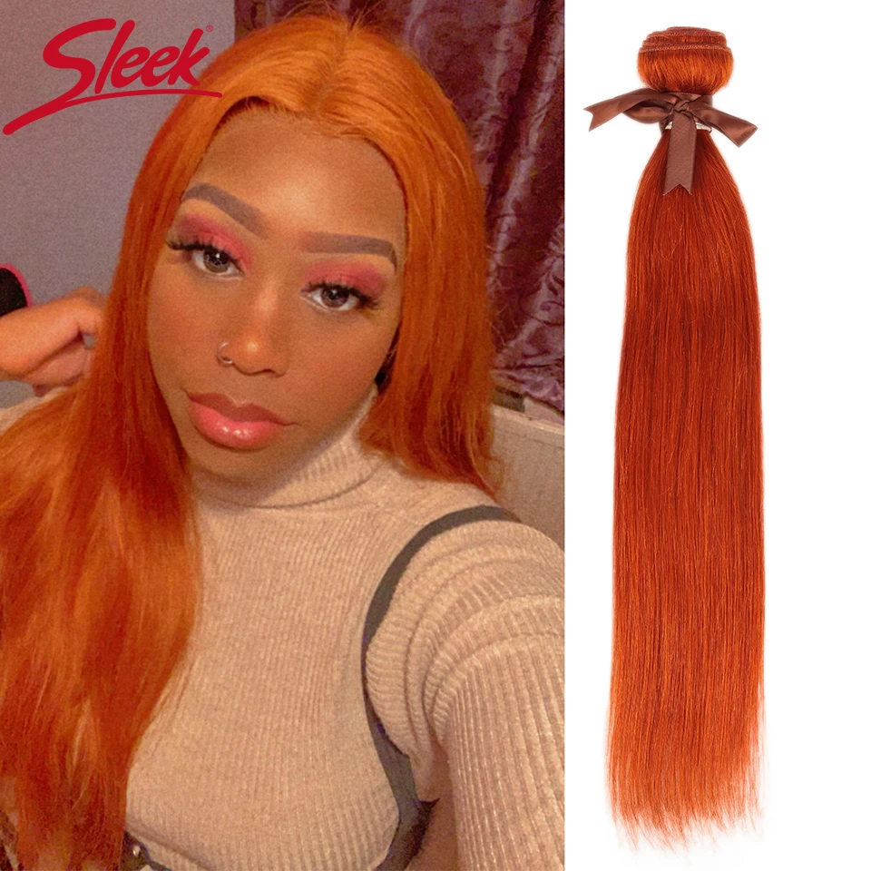Sleek Gerade Menschliches Haar Bundles 30 Zoll Ingwer Orange Remy Brazilian Hair Extensions Blonde Farbige Einzel Bundles Großhandel